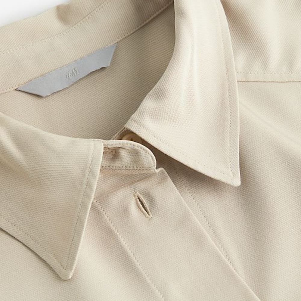 H&M MIDI SHIRT DRESS KIMONO SLEEVES RELAXED FIT BELTED Beige - Picture 13 of 14